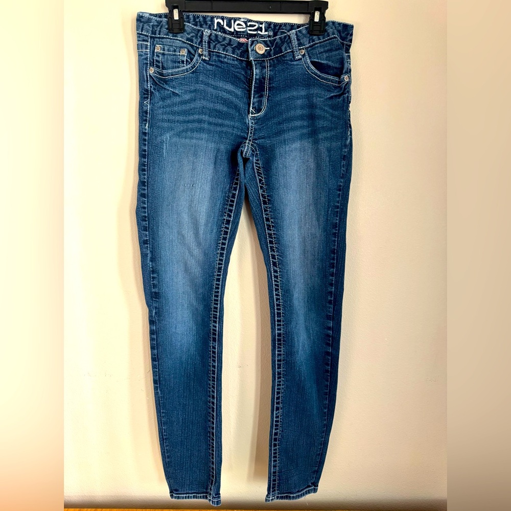 Rue 21 Slightly distressed taper jean